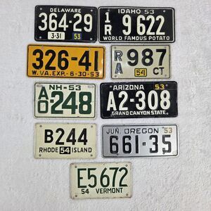 Vintage Wheaties Bicycle License Plates Lot Of 9 1950s State Style Metal